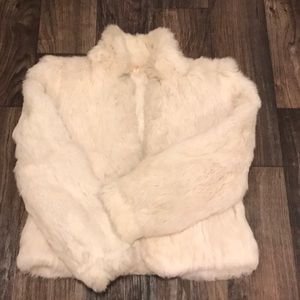 Vintage ivory rabbit fur coat